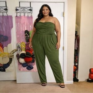 Target Green Strapless Jumpsuit